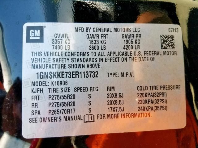 9K8034_8 Used 2014 Chevrolet Suburban 1500 Spare Wheel Carrier