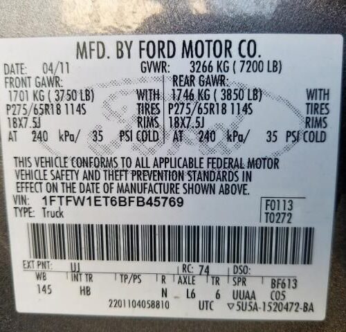 Used 2011 Ford F-150 Door Handle Exterior LH