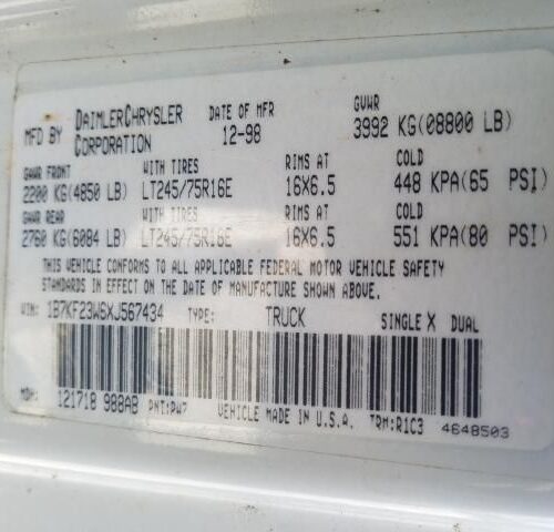Used 1999 Dodge Ram 2500 Take-Off Bed
