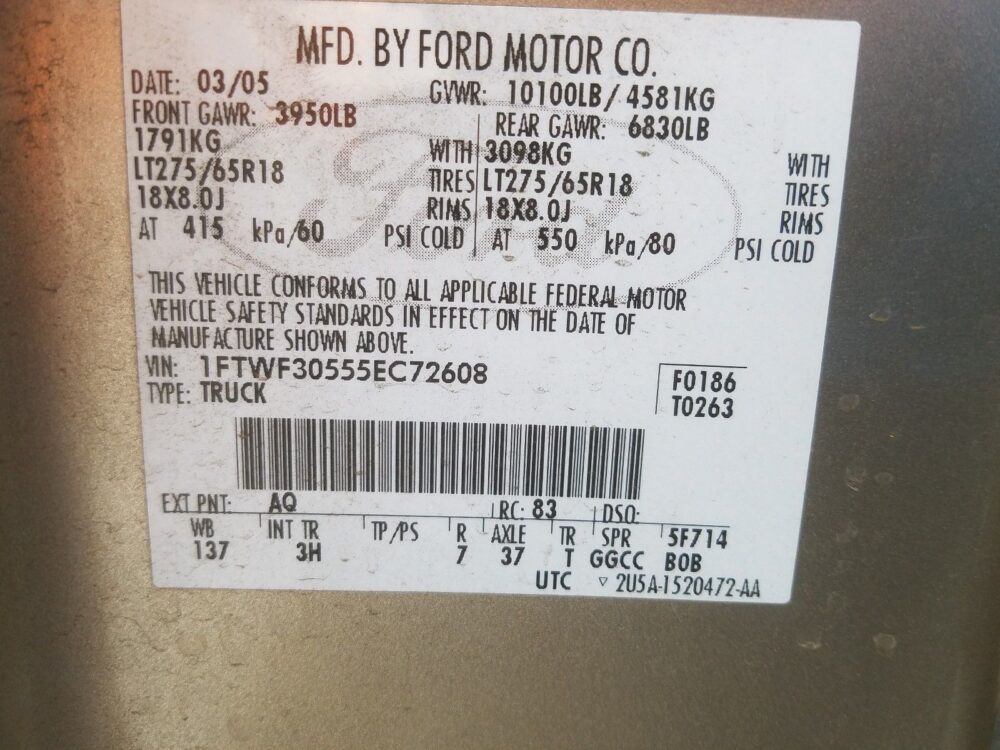 Used 2005 Ford F-350 Super Duty Air Bag RH 6C3Z25044A74AA