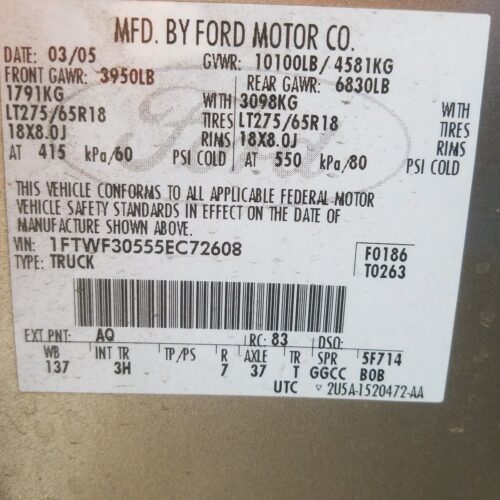Used 2005 Ford F-350 Super Duty Air Bag RH 6C3Z25044A74AA